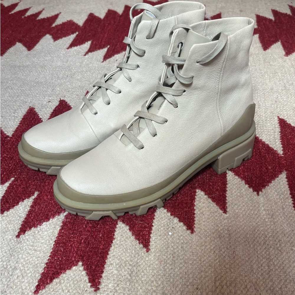 rag & bone Cream Lace Up Boots with Chunky Sole